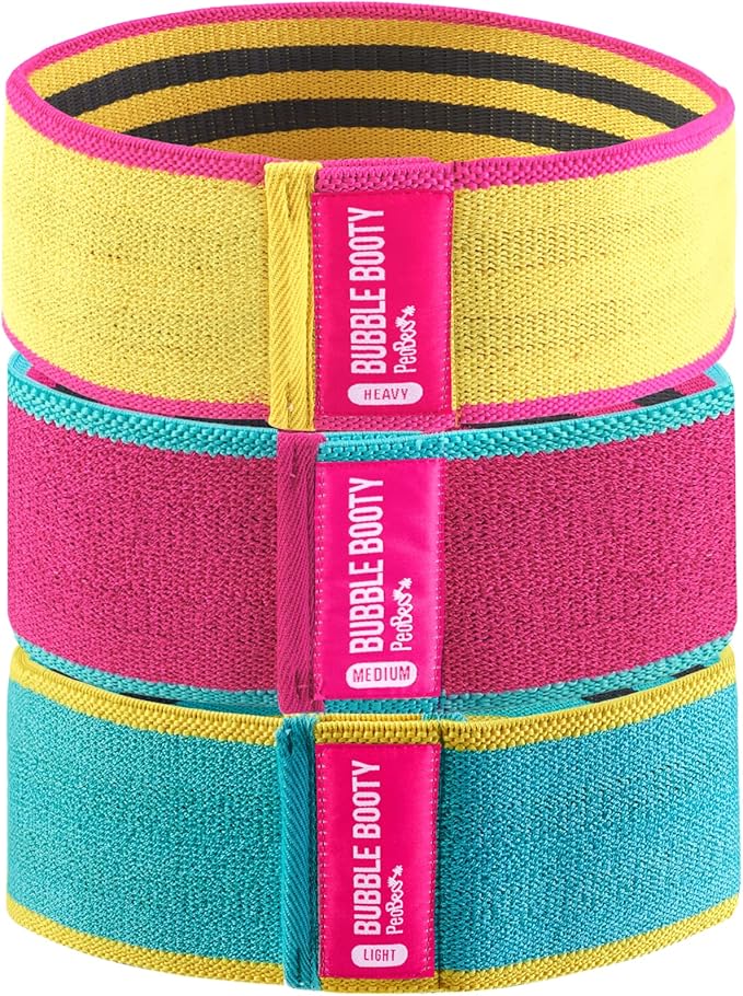PeoBeo 3 Pack, Get Sexy and Slimmer with Non Slippery Fabric Resistance Booty Bands with Full Training Video, Ideal for Strength Building, Pilates, Rehab, Fitness, Pickleball Warm Up and Home Workout