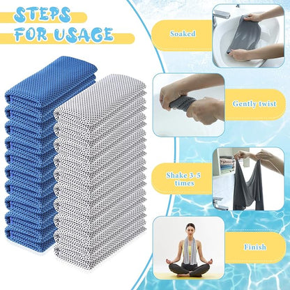 Hosuly 20 Pcs Cooling Towel 47 x 12 Inch Ice Towel for Neck, Microfiber Cool Towel, Breathable Soft Chilly Towel for Yoga, Sports, Gym, Camping, Golf, Running, Fitness, Workout(Vintage Color, 20 Pcs)