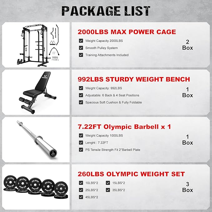 C21 Power Cage, 2000LBS Multi-Function Power Rack with Independent Dual Pulley System, All-in-One Squat Rack for Cable Crossover, Home Gym Workout Machine