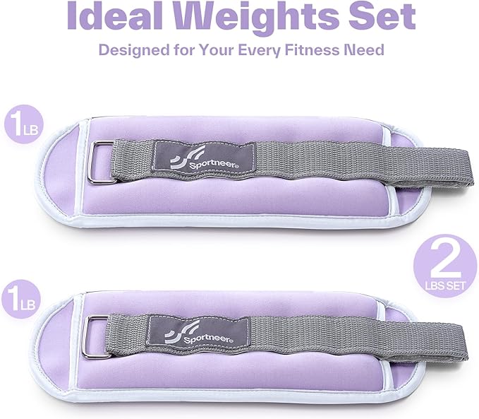 Sportneer Ankle Weights Wrist Weights Pair of 1/2/4/6/10 LBS for Men Women Kids Strength Training Wrist and Ankle Weights Set with Reflective Strips for Dancing Running Walking Fitness Workout Gym