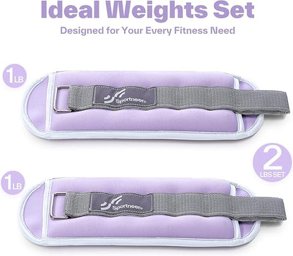 Sportneer Ankle Weights Wrist Weights Pair of 1/2/4/6/10 LBS for Men Women Kids Strength Training Wrist and Ankle Weights Set with Reflective Strips for Dancing Running Walking Fitness Workout Gym