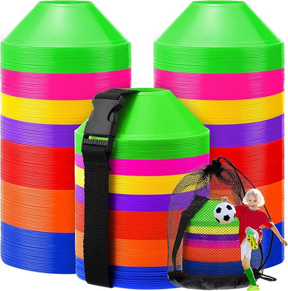 Hanaive 100 Pieces Mini Soccer Cones for Sport Drills 5 Inch Agility Disc Cones with Accessories for Kids Football Training