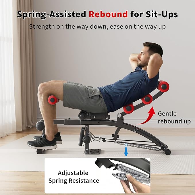 Ab Machine with Squat machine, Multi-Functional Adjustable Ab Trainer, Ab Workout Bench for Home Gym, Sit Up Machine for Abdominal & Glutes, Exercise Chair for Full Body Workout