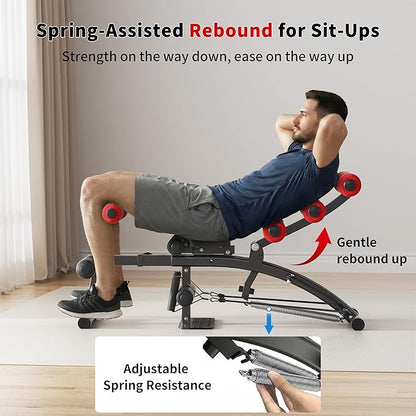 Ab Machine with Squat machine, Multi-Functional Adjustable Ab Trainer, Ab Workout Bench for Home Gym, Sit Up Machine for Abdominal & Glutes, Exercise Chair for Full Body Workout
