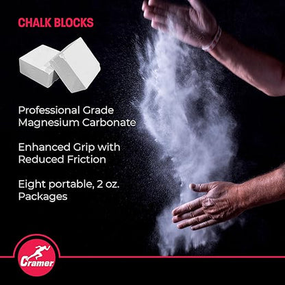 Cramer Gym Chalk Block, 8-Pack of 2 oz, Magnesium Carbonate for Powerlifting, Rock Climbing, Gymnastics, Crossfit, Weightlifting & Bouldering, Use in Chalk Balls & Bags, Superior Grip, 1lb Total