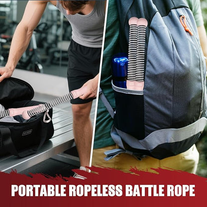Weighted Ropeless Battle Ropes, Heavy Duty Portable Cordless Battle Ropes for Home Gym with Poster, Workout Exercise Rope for Strength Building, HIIT and Low-Impact Aerobic Training for Men & Women