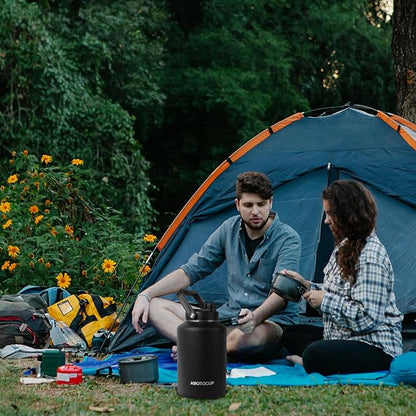 1.5 Gallon Water Jug with Wide Mouth, 192oz Insulated Water Bottle Keep Cold24h&Hot12h, Comes with Ergonomic Handle, Two Double Walled 16oz 18/8 Stainless Steel Cups Thermo Canteen Mug