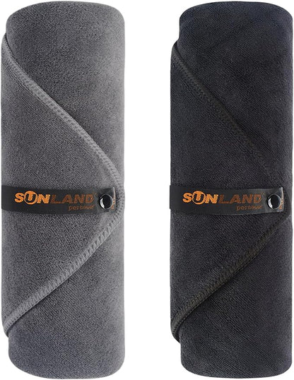 SUNLAND Microfiber Gym Bath Towel Ultra Soft Travel Camping Towel Super Absorbent Swimming Sport Towels with Carry Bag for Adults and Children