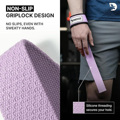 DMoose Fitness Lifting Straps 24" (Pair) - 5mm Padded Durable Wrist Straps for Weightlifting & Powerlifting - Cotton Lifting Strap with Silicone Grip for Men & Women - Deadlift Strap for Gym Workout