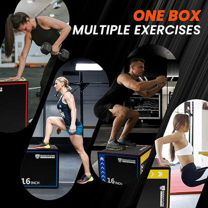 Fitvids 10LB Foam Plyo Jumping Exercise Box, 16”x20”x24” plyometric Workout box for Home Gym Workout, High Density Foam Core, Non-Slip Surface, Suitable for Box Jumps, Step-Up, Box Squat, Fitness Training, Multi-color