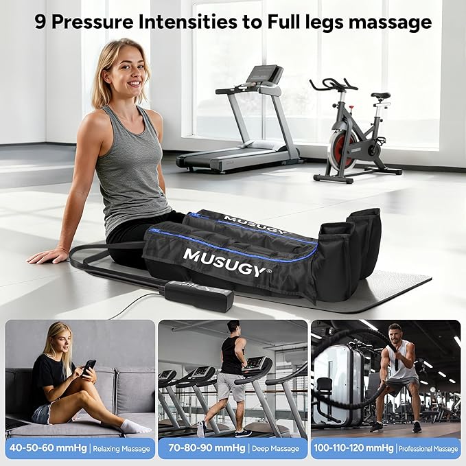 Sequential Air Compression Recovery System : Professional Full Leg Compression Boots for Circulation & Fast Recovery, Leg Recovery Boots for Muscle Relaxation - for Athletes, Runners, Gym