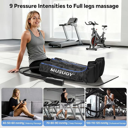 Sequential Air Compression Recovery System : Professional Full Leg Compression Boots for Circulation & Fast Recovery, Leg Recovery Boots for Muscle Relaxation - for Athletes, Runners, Gym