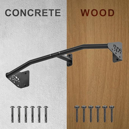 SELEWARE Heavy Duty Wall Mount Pull Up Bar, Joist Mount Chin Up Bar for Doorway, Sturdy Steel Construction, w/Resistance Band Hooks, Fits 32"/36" Wall Studs for Home Gym Strength Training