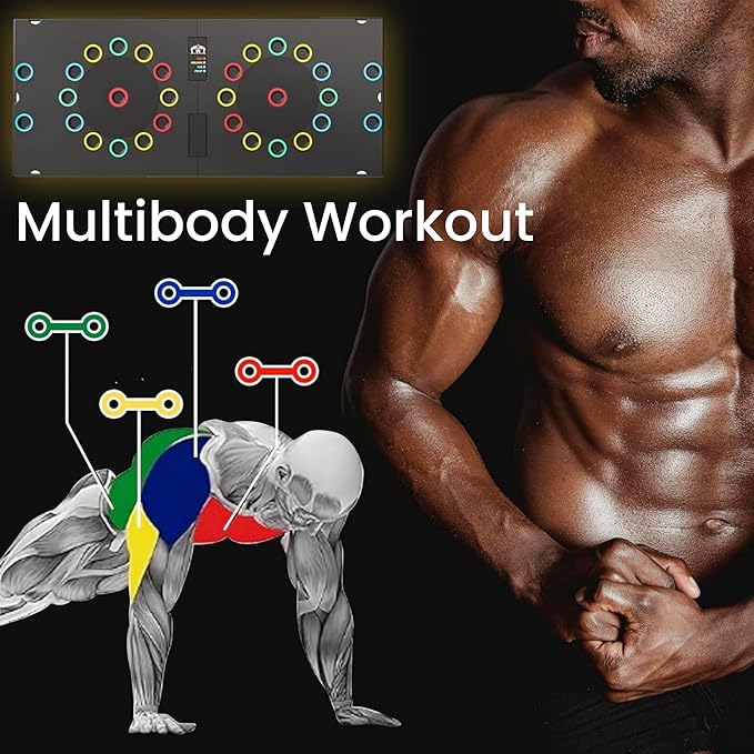 NAYSAYE Push-Up Board, Multi Functional Pilates Board with 4 Color, Push-Up Board Portable with Handle for Muscle Building, Home Fitness,12 Holes, 30 Holes