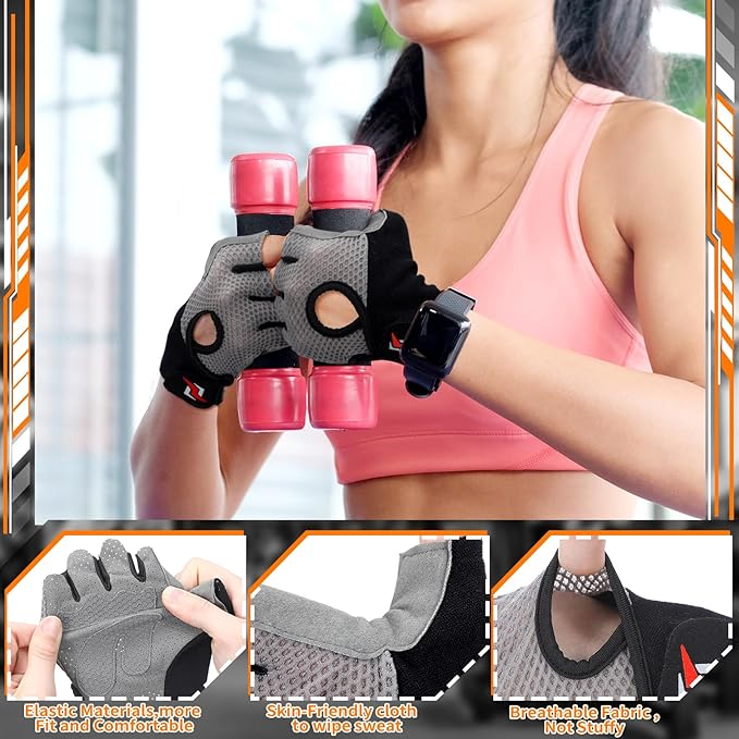 3 Pairs Weight Lifting Gloves for Men Women, Gym Workout Gloves with Full Palm Protection, Breathable Anti-Slip Fitness Glove for Training, Cycling, Pull-ups, Medium