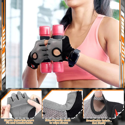 3 Pairs Weight Lifting Gloves for Men Women, Gym Workout Gloves with Full Palm Protection, Breathable Anti-Slip Fitness Glove for Training, Cycling, Pull-ups, Medium