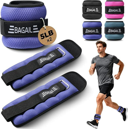 BAGAIL Ankle Wrist Weights for Women & Men, One Pair of 1/2/4/6/8/10 LBS Wearable Leg Arm Weights with Sleek Design & Secure Fit for Walking, Running, Pilates, Home Fitness & Physical Therapy