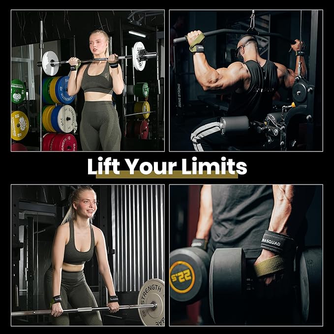ALPHASQUAD Lifting Straps for Weightlifting – Heavy Duty Wrist Straps for Weightlifting with 7mm Thick Padded Cotton Wraps, 22.5" Long, 1.5" Wide – Deadlifts, Strength Training, Powerlifting, Men & Women