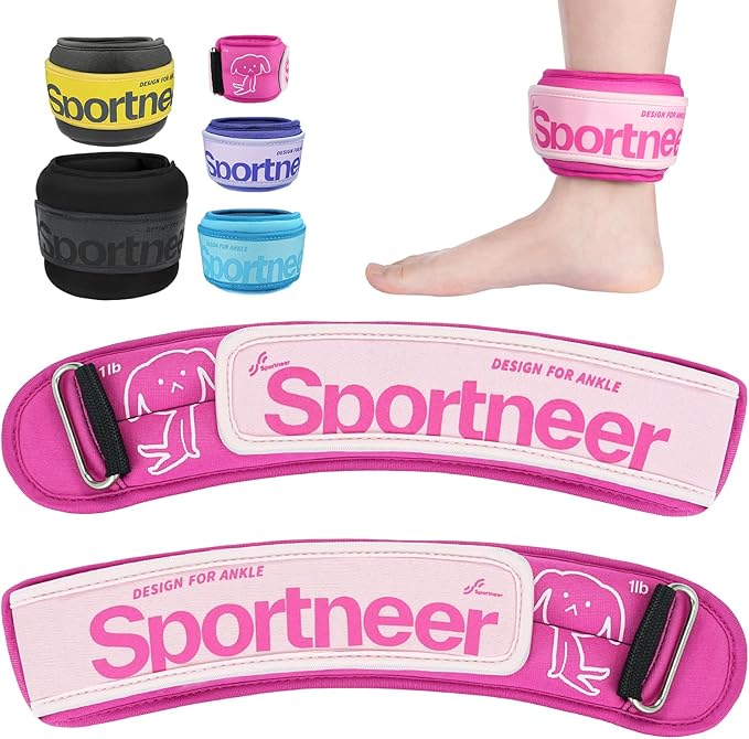 Sportneer Ankle Weights 0.5/1/2/3/5 LBS 1 Pair Wrist Leg Arm Weights for Women Men Kids Child with Adjustable Straps, Strength Weighted for Jogging Running Walking Fitness Gym Workout