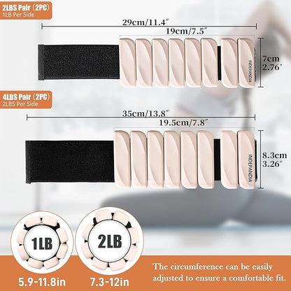 Wrist & Ankle Weights for Women and Men, 2lbs/4lbs Pairs Adjustable Silicone Weighted Bangles for Arm & Leg Workouts, Perfect for Pilates, Barre, Yoga, Walking & Home Fitness 24055