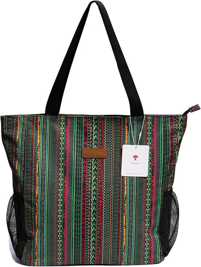 Original Floral Water Resistant Large Tote Bag Shoulder Bag for Gym Beach Travel Daily Bags Upgraded