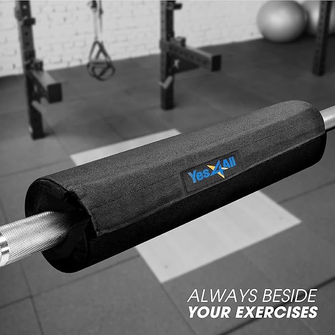Yes4All Ergonomic Foam Bar Pad, Olympic Barbell Squat & Neck Pad for Squats, Hip Thrusts & Weight Lifting Bar
