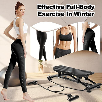 KINMAC Indoor Ski Simulator with Resistance Bands - Balance Board Home Gym Sliding Machine for Full-Body Cardio, Non-Slip Base, Core & Leg Workout Trainer