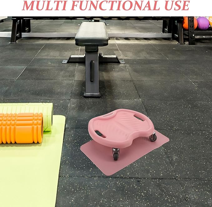 PRETYZOOM 4-wheel Ab Roller Core Strengthening Abdominal Trainer with Quiet Sliding Wheels and Knee Pad, Pink Fitness Equipment for Home and Travel Exercise