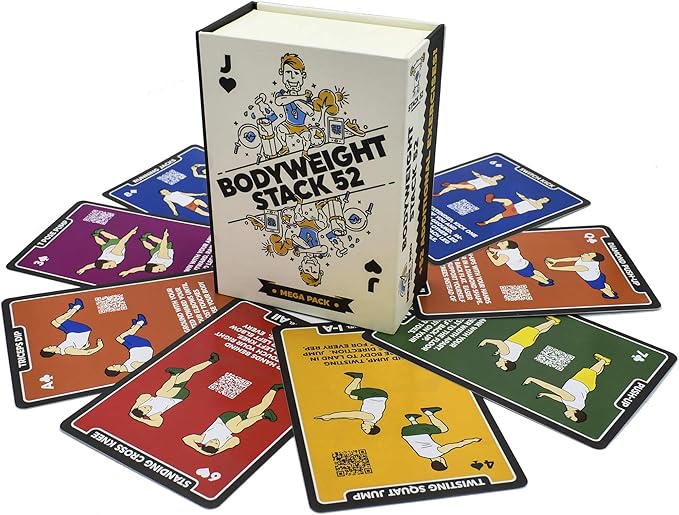 Stack 52 Bodyweight Exercise Cards: Workout Playing Card Game. Designed by a Military Fitness Expert. Video Instructions Included. No Equipment Needed. Burn Fat Build Muscle.