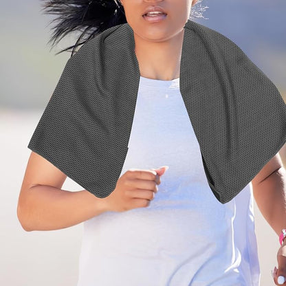 TOYANDONA Fast Drying Sports Towel for Gym and Outdoor Use, Lightweight Microfiber Sweat Absorbent Travel Towel Deep Gray Round Mesh Bag, Suitable for Hiking, Camping, Beach, Yoga,