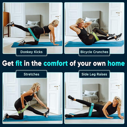 Resistance Fabric Booty Bands- 3 Working Out Hip Stretch Bands for Legs, Butt, Glutes- Exercise Loop Band for Workout, Stretching, Warm-Up, Strength Training, Squats, Build Glute & Muscle, Women & Men