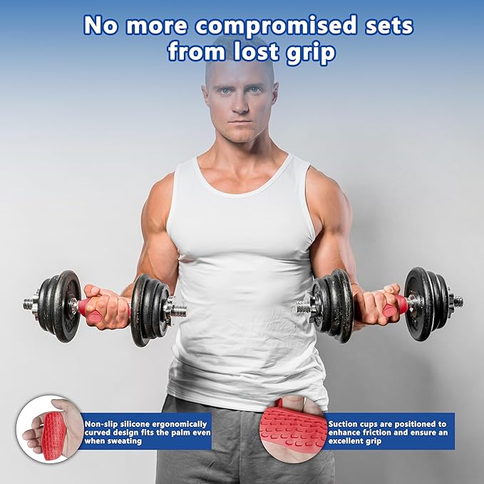Silicone Gym Grips for Weight Lifting,Workout Gloves for Women Men Alternative,Anti Slip Gym Workout Grip,Rubber Gym Hand Grips-Weightlifting Grips Pad for Barbell,Pull Up,Ryptfit,Training