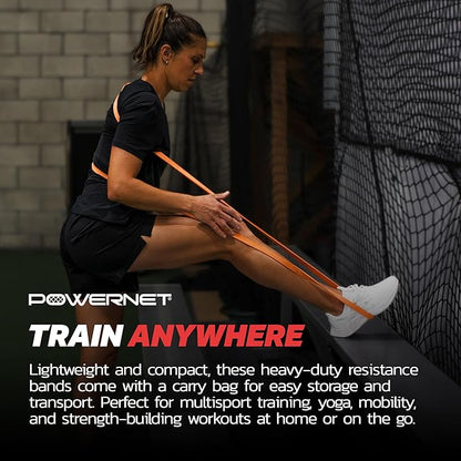 PowerNet Resistance Bands, Heavy Duty & Regular Resistance Color-Coded Exercise Bands, Workout Equipment for Home Gym, Progressive Elastic Bands for Stretching & Training, Regular, Heavy-Duty or Combo