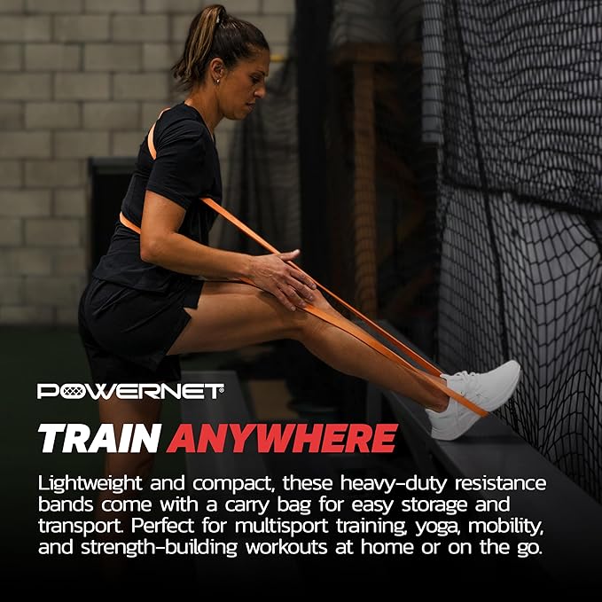 PowerNet Resistance Bands, Heavy Duty & Regular Resistance Color-Coded Exercise Bands, Workout Equipment for Home Gym, Progressive Elastic Bands for Stretching & Training, Regular, Heavy-Duty or Combo
