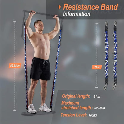 HOTWAVE Resistance Bands for Portable Gym,Push Up Board and Pilates Bar Replacement Backup Exercise Band. Safety Cloth Cover,Squat Workout,Strength Training Fitness Accessories