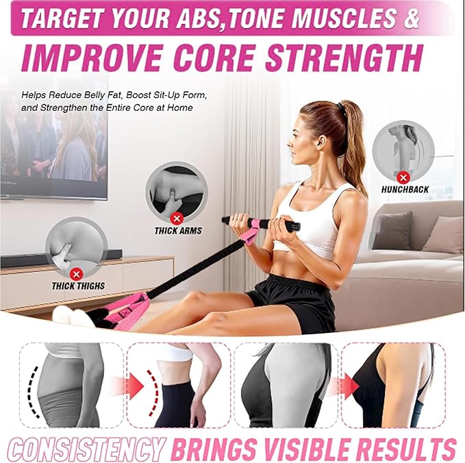 Upgraded Pedal Resistance Bands with Handles, Thickened Latex Tubes and Soft Foam Fabric Foot Pedal for Abdomen, Waist, Arm, Core/ABS, Leg Workout,Sit Up Exercise Equipment for Women