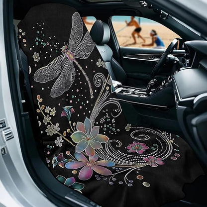 Bulopur Dragonfly Seat Cover Towels for Runners Boho Floral Beach Towel Car Seat Cover Machine Washable Easy to Install Sweat Towel Carseat Covers Universal Fit