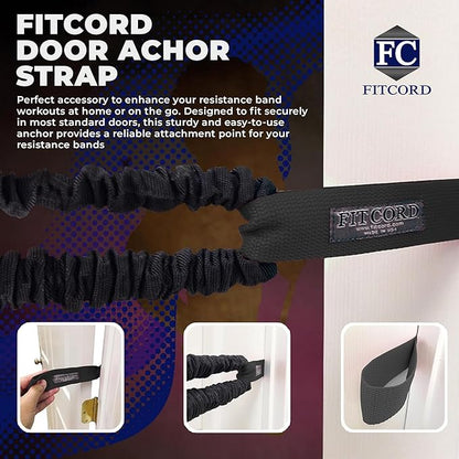 American Made FITCORD Resistance Bands 2 Pack with Door Anchor- Home Workout Equipment Set - Secure & Durable, Body Stretching & Strength Training for Men & Women - 7lb & 18lb Bands