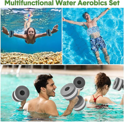 5 Pcs Pool Aquatic Exercise Set Including 2 Lightweight Water Dumbbells, 2 Ankle Swimming Weights, and Swim Belt Water Exercise Equipment for Aquatic Aerobics