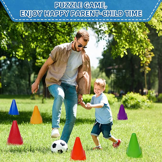 Training Plastic Traffic Cones Set - Indoor Outdoor and Festive Events Agility Cones,Sports Soccer Flexible Cone Sets,Sports Equipment for Kids (Multicolor,24 Pack,7 Inch)