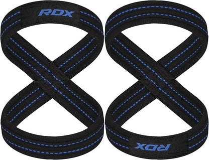 RDX Weight Lifting Straps Figure 8, Anti Slip Strap with Cuffs Wrist Support for Gym Workout Deadlift Powerlifting Bodybuilding Weightlifting, Fitness Strength Training, Hand Bar Grip for Men