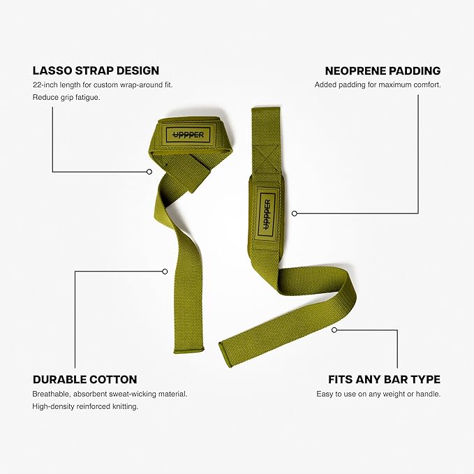 UPPPER Lifting Straps for Weightlifting – 22" Cotton Wrist Straps with Neoprene Padding for Deadlifts, Pullups, Gym Workouts – For Men & Women | Premium Fitness Gear