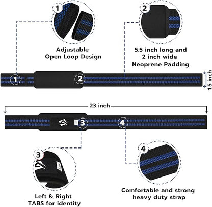 AQF Lifting Wrist Straps for Weightlifting, Powerlifting & Deadlifts – 23” Neoprene Padded Cotton Straps for Strength Training & Gym Workouts - Maximum Grip Support for Men & Women