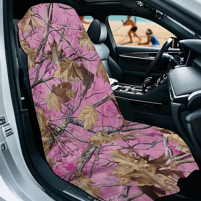 Bulopur Car Seat Towel Cover Waterproof Pink Hunting Camo Sweat Towel Car Seat Cover Anti-Slip Bucket Seat Protector for Swimming Pool Camping Beach Yoga Towels Mat