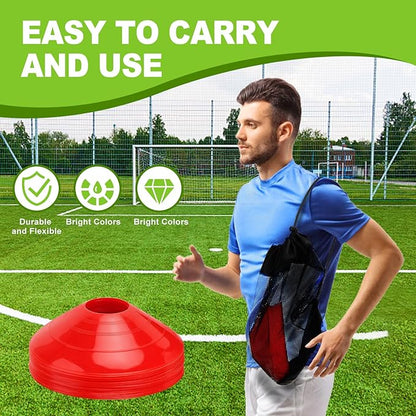 Ashsajkd(Set of 25/50/100 - Agility Soccer Cones with Carry Bag and for ， Football Cones for TrainingFootball, Basketball, Coaching, Agility Cones for Indoor and Outdoor Games
