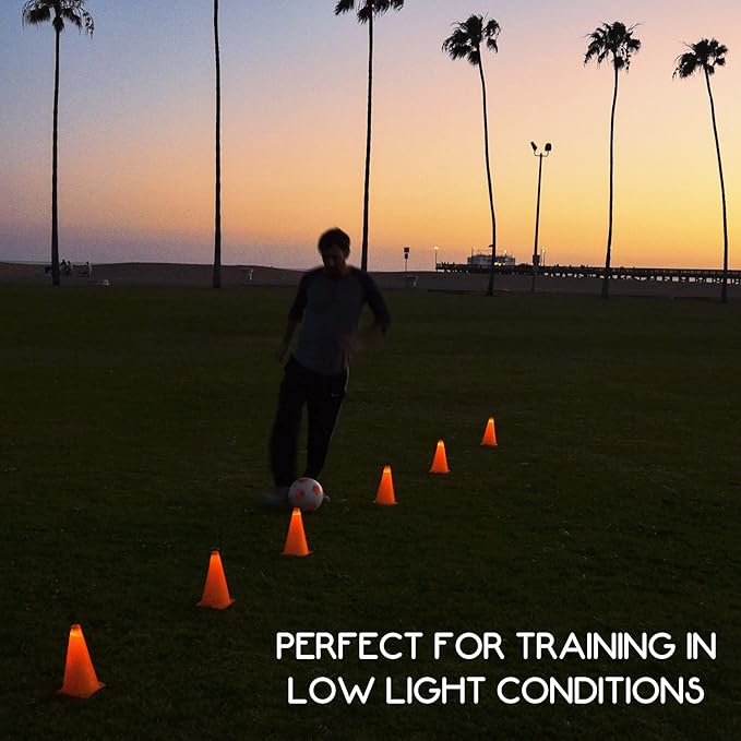 GoSports LED Light Up Sports Cones (6 Pack), 9 Inch