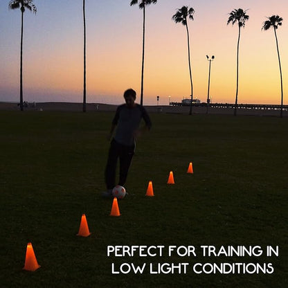 GoSports LED Light Up Sports Cones (6 Pack), 9 Inch