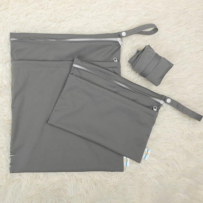 babygoal Wet Dry Bags for Baby Cloth Diapers, Washable Travel Bags, Beach, Pool, Gym Bag for Swimsuits & Wet Clothes with Two Zippered Pockets 3 Pack(S,M,L), 3SML01