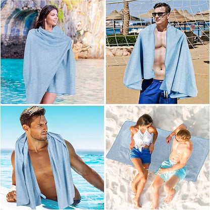 Quick Dry Microfiber Camping Towel, Large Towel for Beach Travel Gym Body Sweat Hiking Yoga Swimming Pool(Blue, 31.5X70 Inch)