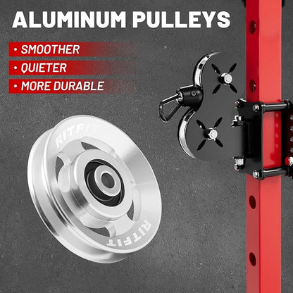 RitFit Aluminum Pulley Wheel for Gym Equipment, 2PCS/ 6PCS Set Power Rack Pulley Attachment, 90mm Aluminum Alloy Bearing Gym Pulley Wheel for Home Gym